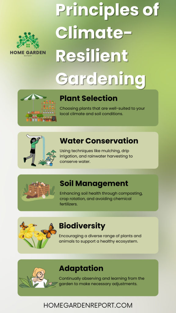 Principles of Climate-Resilient Gardening ; Plant Selection, Water Conservation, Soil Management, Biodiversity, Adaptation